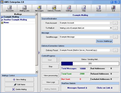 Скриншот к программе Advanced Mass Sender Enterprise 2.92 Rus