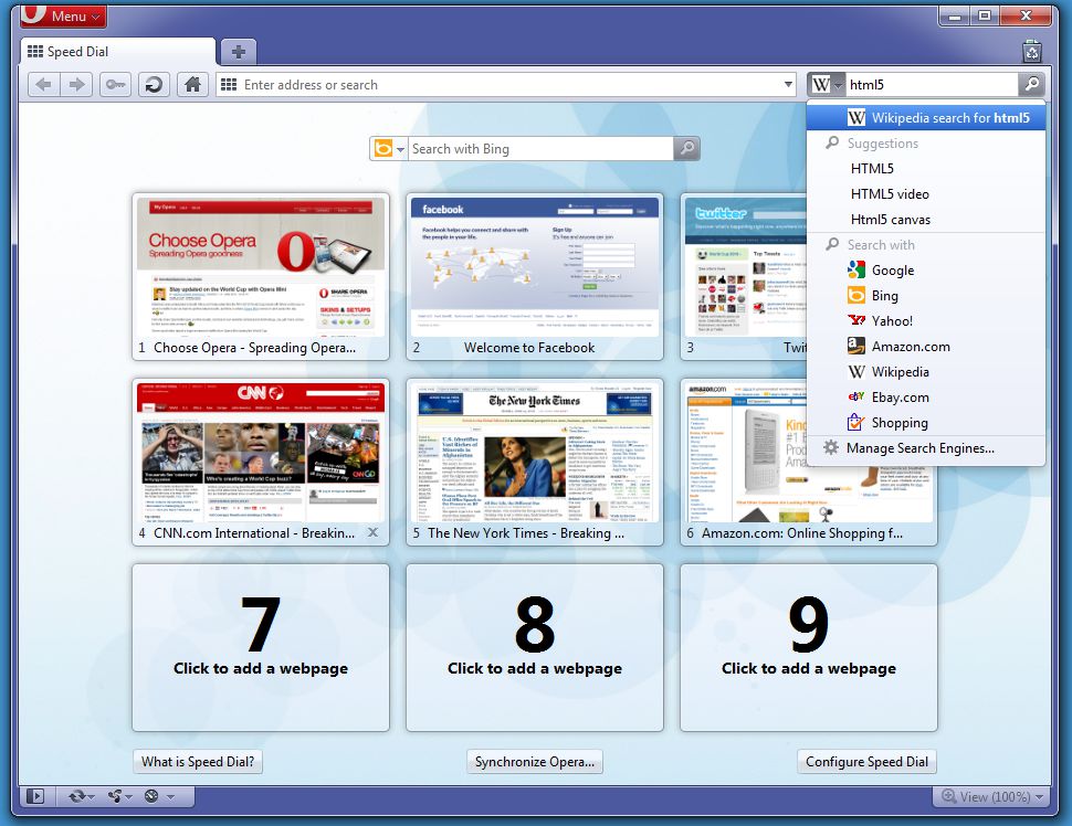 Скриншот к программе Opera 9.64 International