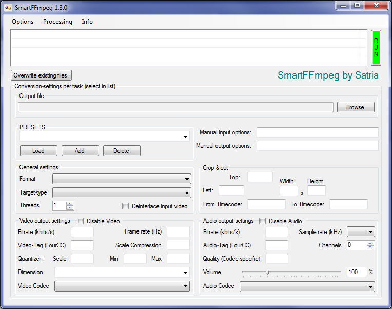 Processing options. Ffmpeg. Ffmpeg качество. Gui ffmpeg для Mac os. Ffmpeg процесс декодирования аудио.