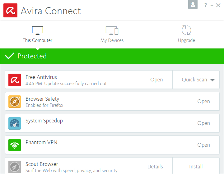 Скриншот Avira Free Security Suite