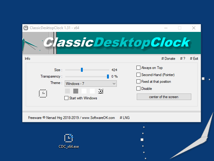 Скриншот ClassicDesktopClock (Portable)