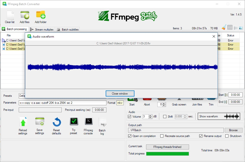 Скриншот FFmpeg Batch Converter (Portable)